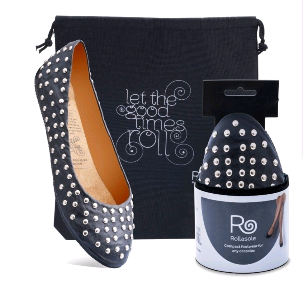 Brand New with Tags Black studded Rollasole flats